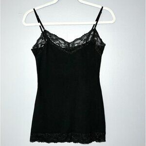 Bozzolo Camisole Tank Top Womens Large Black Lace Trim Soft Stretch Y2K Style